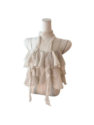 Illa frill cangcang scarf sleeveless blouse