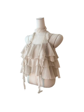Illa frill cangcang scarf sleeveless blouse