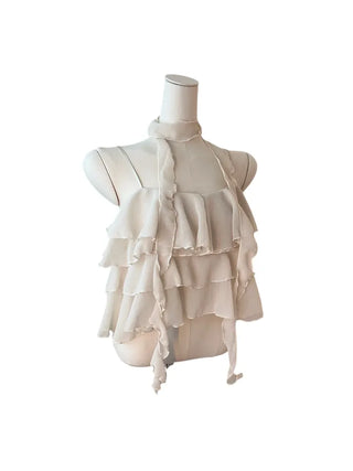 Illa frill cangcang scarf sleeveless blouse