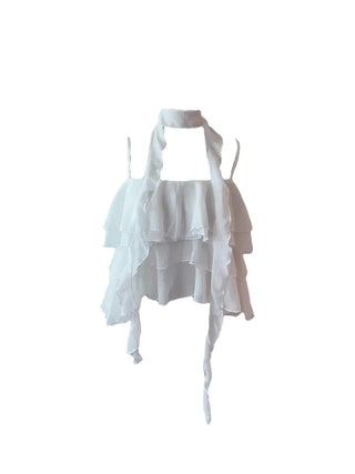 Illa frill cangcang scarf sleeveless blouse