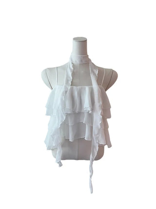 Illa frill cangcang scarf sleeveless blouse