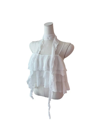 Illa frill cangcang scarf sleeveless blouse