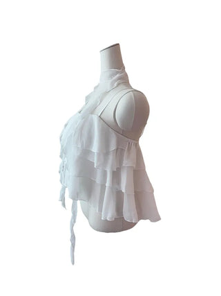 Illa frill cangcang scarf sleeveless blouse