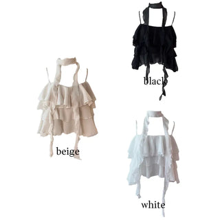 Illa frill cangcang scarf sleeveless blouse