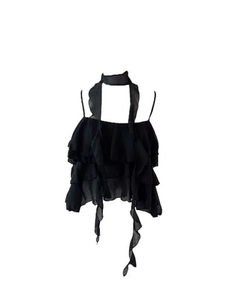 Illa frill cangcang scarf sleeveless blouse