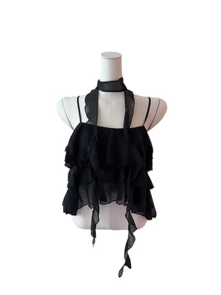 Illa frill cangcang scarf sleeveless blouse