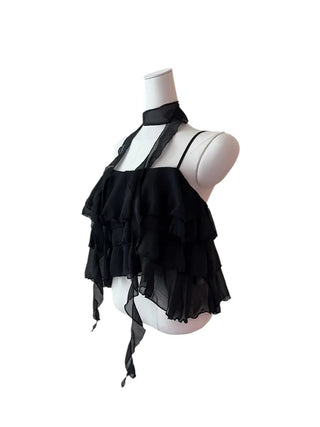 Illa frill cangcang scarf sleeveless blouse
