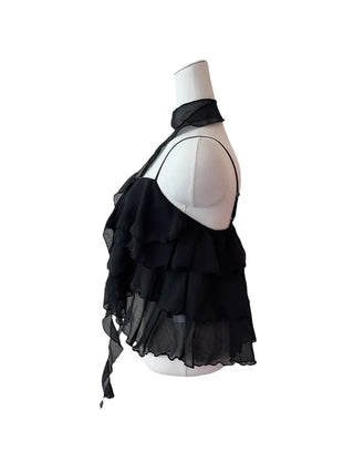 Illa frill cangcang scarf sleeveless blouse