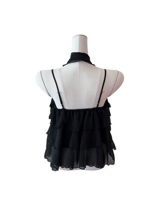 Illa frill cangcang scarf sleeveless blouse