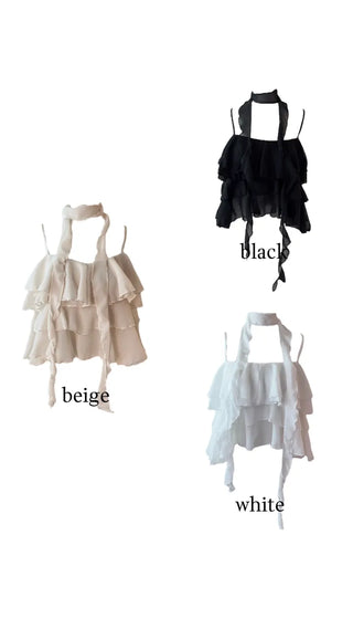 Illa frill cangcang scarf sleeveless blouse