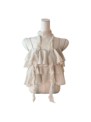 Illa frill cangcang scarf sleeveless blouse