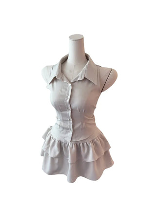 Momo sleeveless blouse skirt set Momo Nashi blouse skirt set