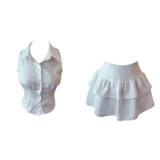 Momo sleeveless blouse skirt set Momo Nashi blouse skirt set