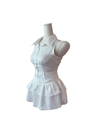 Momo sleeveless blouse skirt set Momo Nashi blouse skirt set