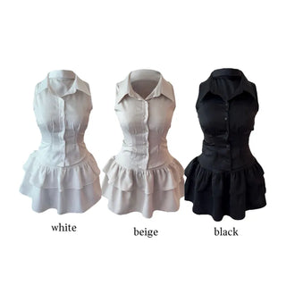 Momo sleeveless blouse skirt set Momo Nashi blouse skirt set