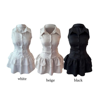 Momo sleeveless blouse skirt set Momo Nashi blouse skirt set