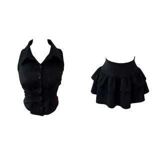 Momo sleeveless blouse skirt set Momo Nashi blouse skirt set