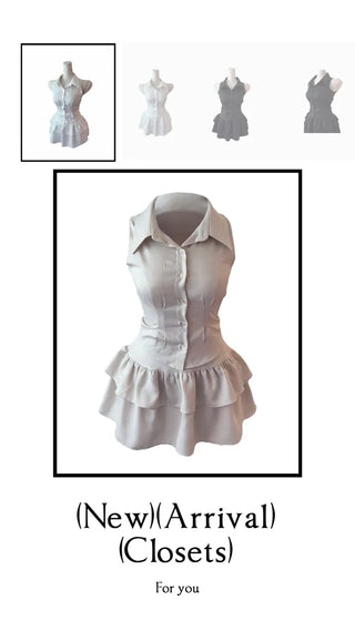 Momo sleeveless blouse skirt set Momo Nashi blouse skirt set