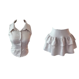 Momo sleeveless blouse skirt set Momo Nashi blouse skirt set