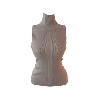 Slender center deep turtleneck halter top