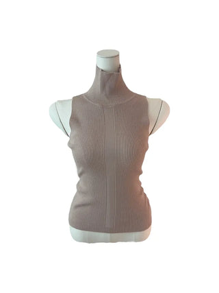 Slender center deep turtleneck halter top