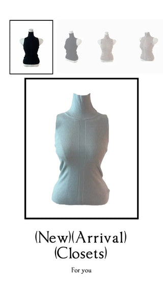 Slender center deep turtleneck halter top