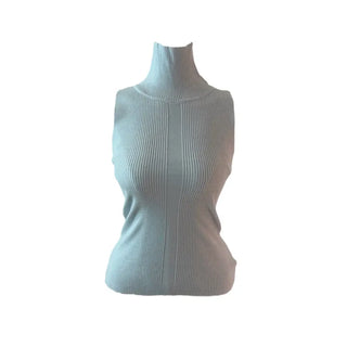 Slender center deep turtleneck halter top