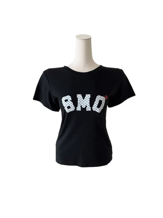 Smo dots semi-cropped short-sleeved T