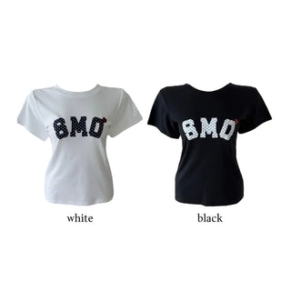 Smo dots semi-cropped short-sleeved T