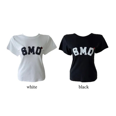 Smo dots semi-cropped short-sleeved T