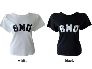 Smo dots semi-cropped short-sleeved T