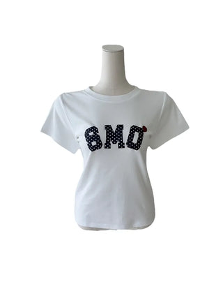 Smo dots semi-cropped short-sleeved T