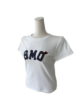 Smo dots semi-cropped short-sleeved T