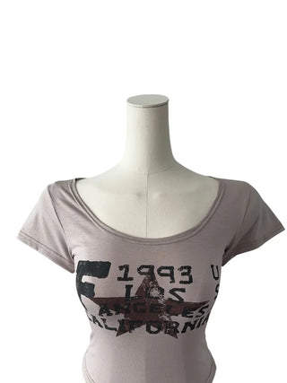 F 1993 printed u-neck cropped short sleeve T