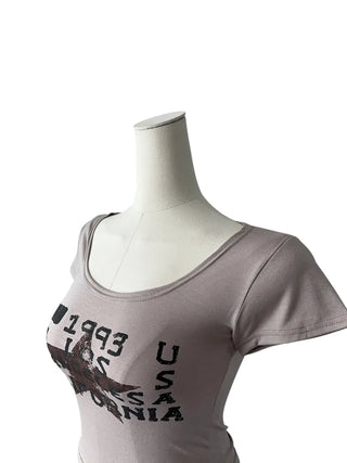 F 1993 printed u-neck cropped short sleeve T