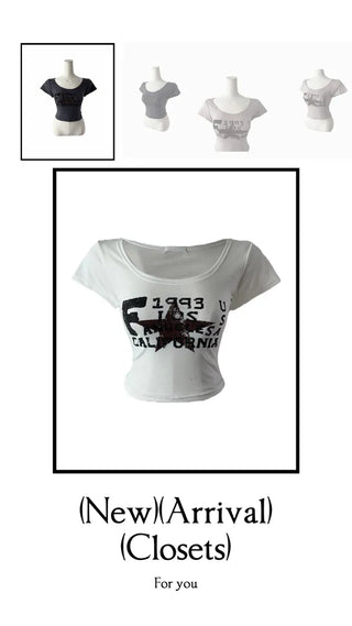 F 1993 printed u-neck cropped short sleeve T