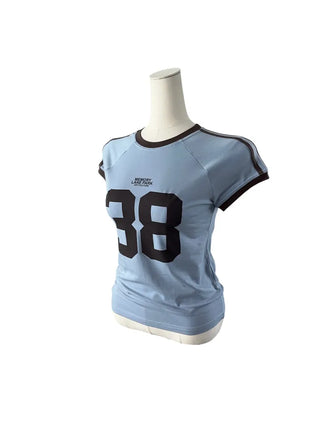 38 Printed Cropped Raglan Short-Sleeved T