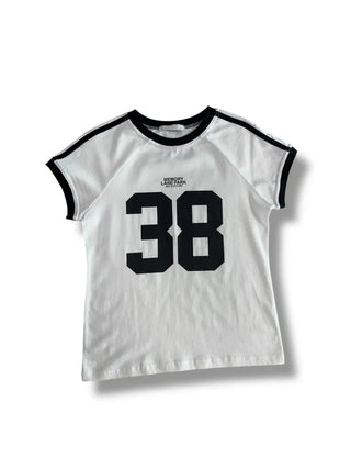 38 Printed Cropped Raglan Short-Sleeved T