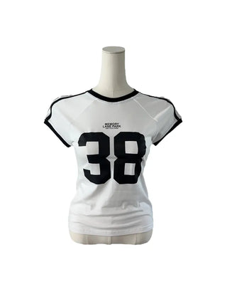38 Printed Cropped Raglan Short-Sleeved T