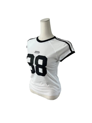 38 Printed Cropped Raglan Short-Sleeved T