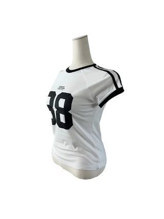 38 Printed Cropped Raglan Short-Sleeved T