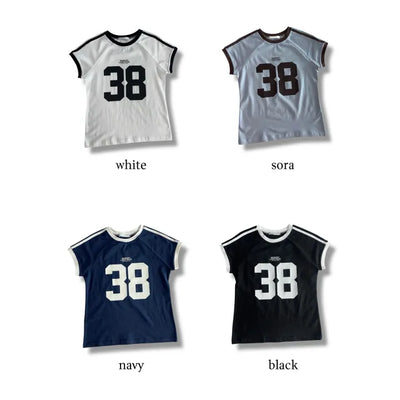 38 Printed Cropped Raglan Short-Sleeved T