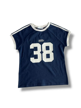 38 Printed Cropped Raglan Short-Sleeved T