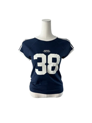 38 Printed Cropped Raglan Short-Sleeved T
