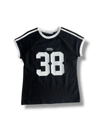 38 Printed Cropped Raglan Short-Sleeved T