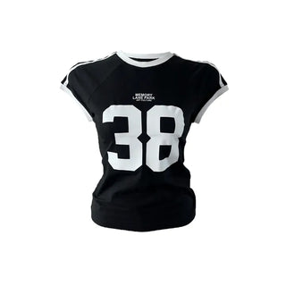 38 Printed Cropped Raglan Short-Sleeved T