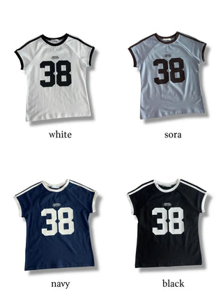 38 Printed Cropped Raglan Short-Sleeved T