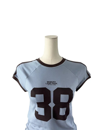 38 Printed Cropped Raglan Short-Sleeved T