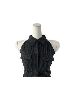 Annes Stripe Pocket Sleeveless Shirt