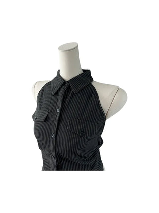 Annes Stripe Pocket Sleeveless Shirt